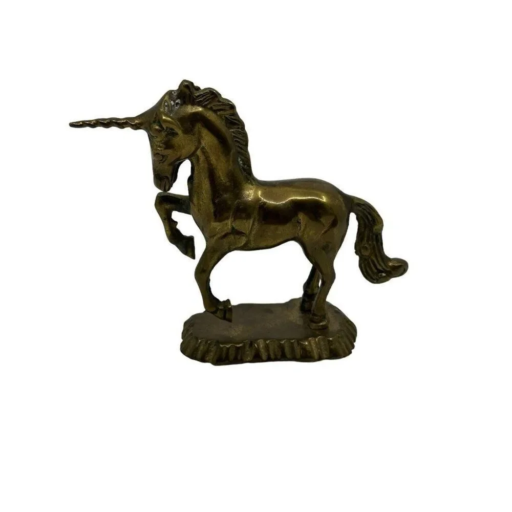 Vintage Figurine Brass Unicorn Horse Fantasy Mystical‎ Magical  Decor 5.5